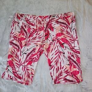 Susan Graver Size 5XP Tropical Liquid Knit Crop Pants Elastic Waist Stretch